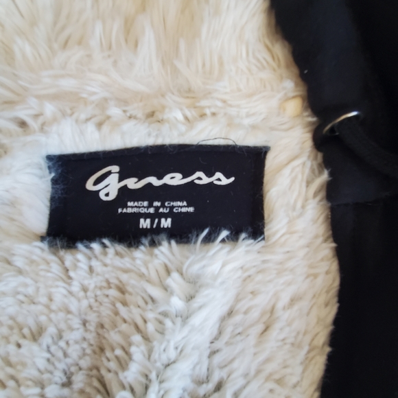 Black Guess furry Jacket Medium - Picture 2 of 4